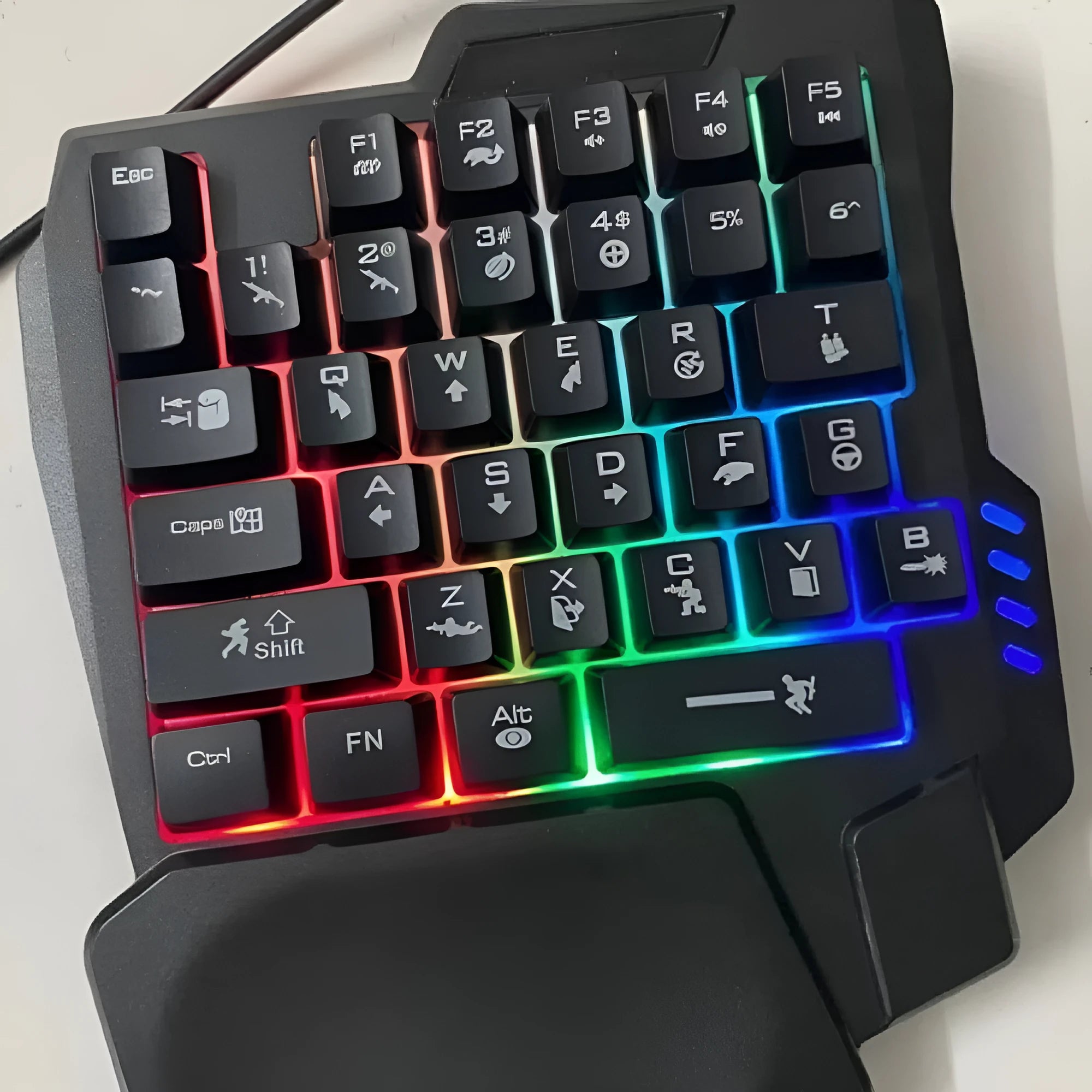 Single-handed mechanical keyboard and mouse combo with black ABS plastic construction