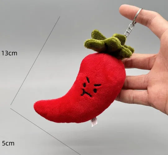 Funny Vegetable Series plush keychain with onion garlic and broccoli pendant in super soft short plush