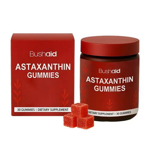 Container of astaxanthin dietary supplement gummies with vitamin C and zinc
