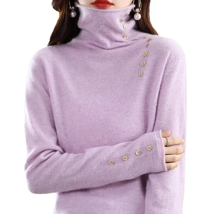 Slim fit knitted bottoming shirt in core-spun yarn, shown in a choice of colours including watermelon red and sky blue.