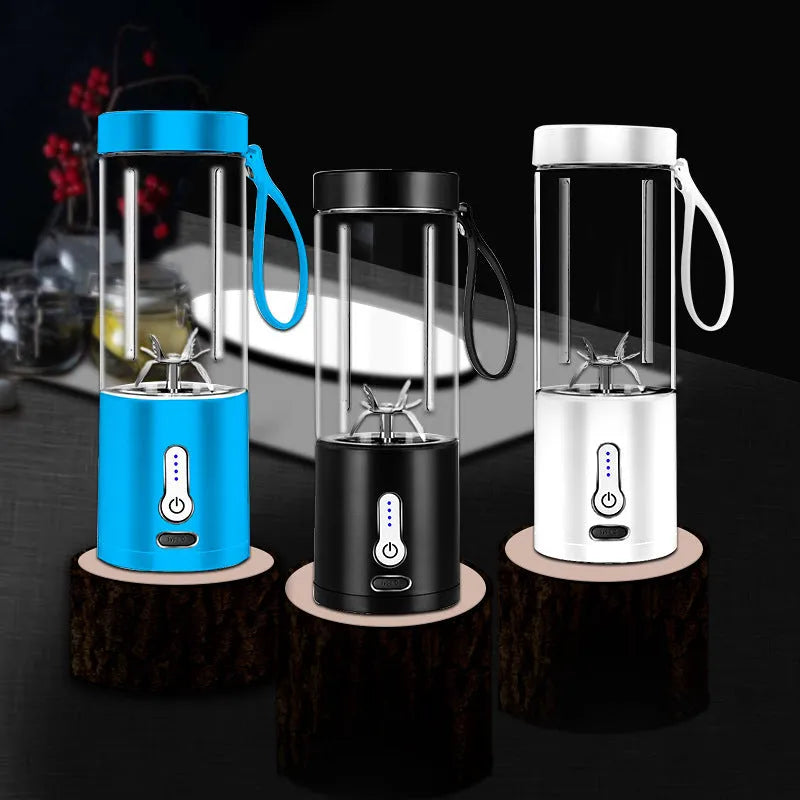 Portable rechargeable blender with 530ml cup in black, white, blue or rose red colour options