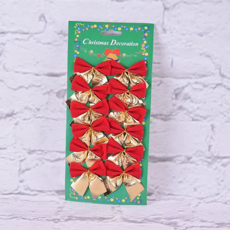 5 cm polyester Christmas decoration bows in red, gold, silver, and red gold colour options