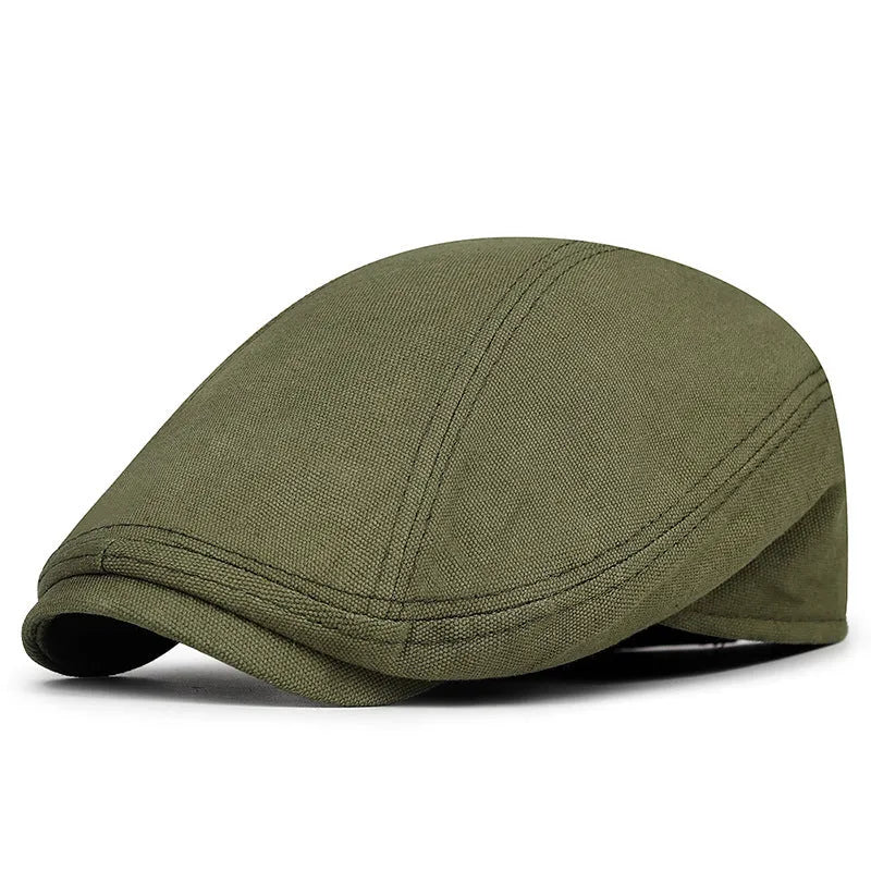 Retro British canvas beret in solid colour with adjustable size for sun protection and shade