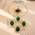 Fashion metal geometry round piece jewellery set with alloy necklace, earrings, ring, and bracelet in T651 suit colour for women