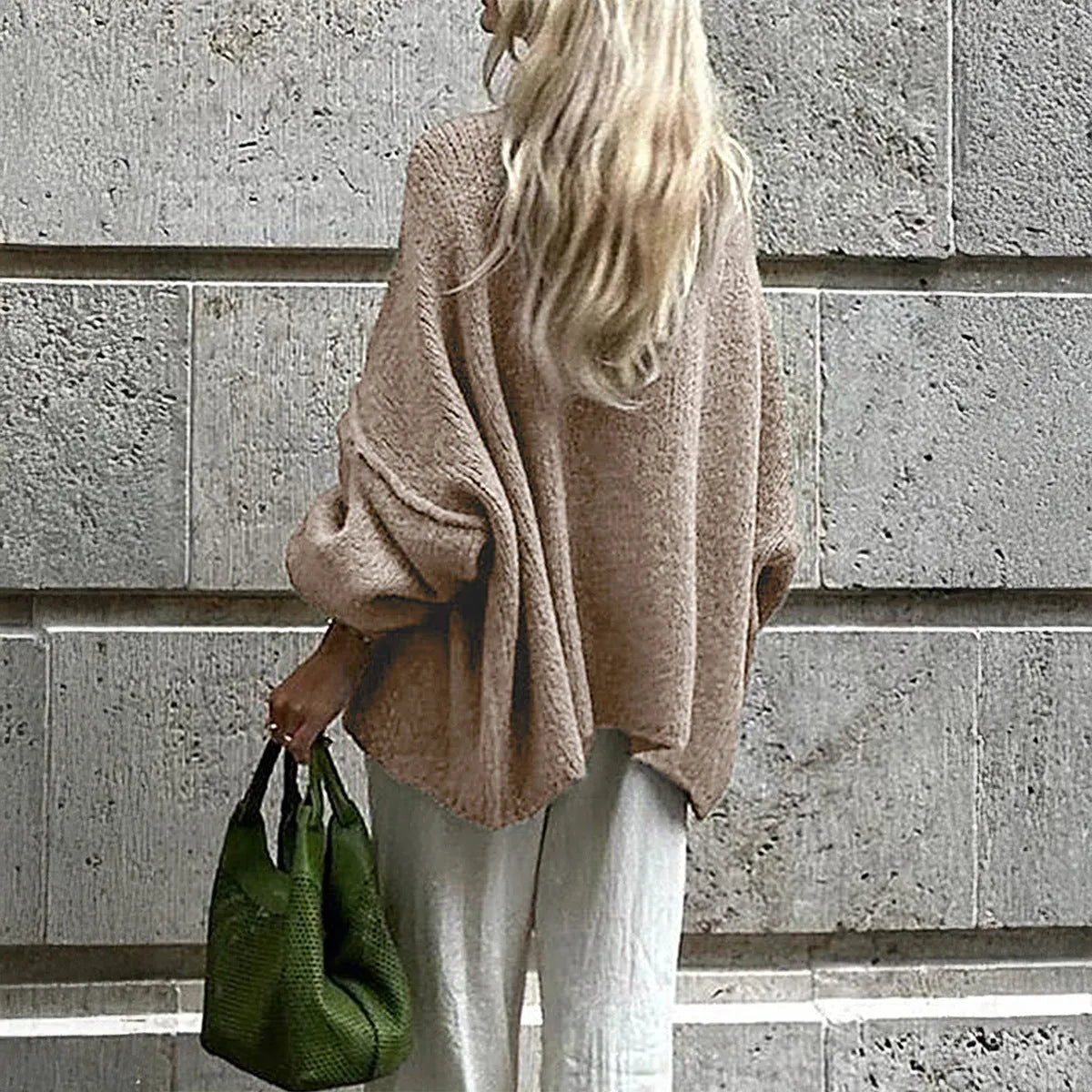 Women's button front long sleeve shirt sweater in Army Green, casual polyester top for vacation