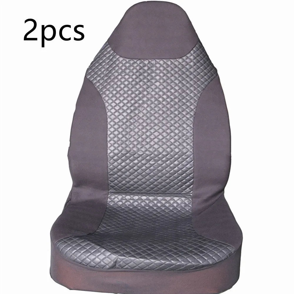 Black quilted PU car seat cover with plastic hooks for securing