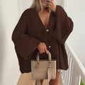 Women's button front long sleeve shirt sweater in Army Green, casual polyester top for vacation