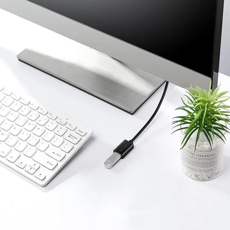A black USB 3.0 and USB 2.0 male to female extension cable shown at various lengths.