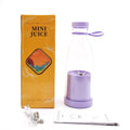 Electric USB wine bottle juicer cup with 6-leaf cutter head, PC food grade plastic liner, 400ml capacity, shown in white