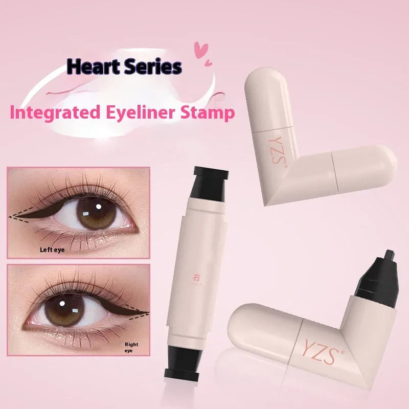 Double-headed eyeliner stamp pen in black and brown shades for waterproof smudge-proof precise outline