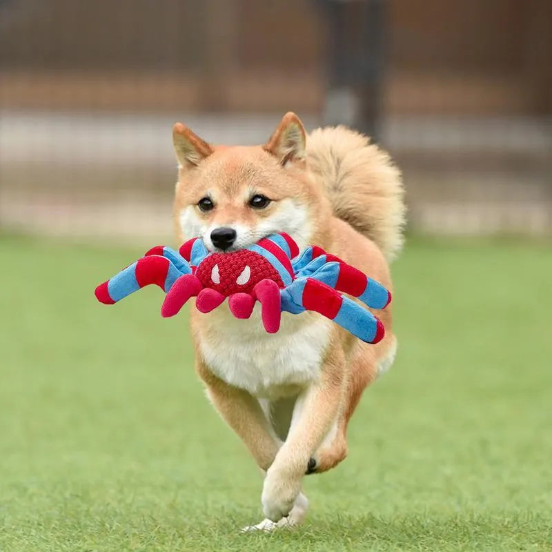 Red teddy dog toy for medium and large dogs with bite-resistant construction and squeaker