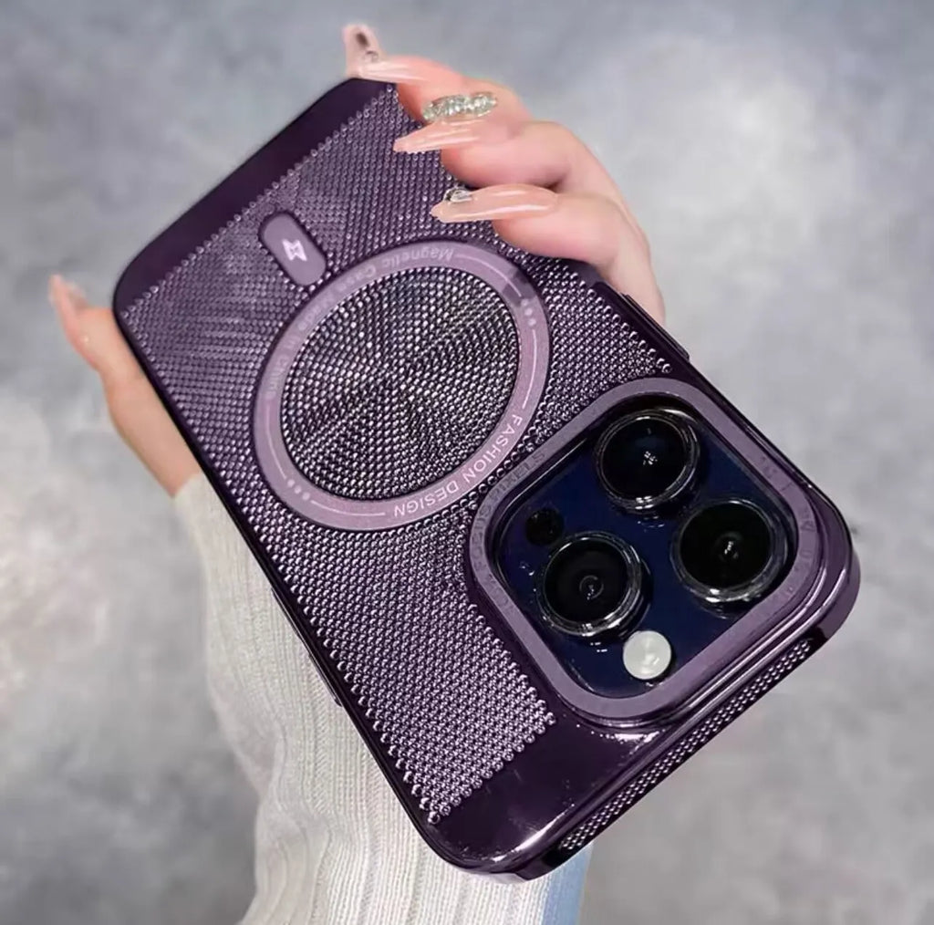 Electroplated magnetic iPhone case in multiple colours with integrated heat dissipation