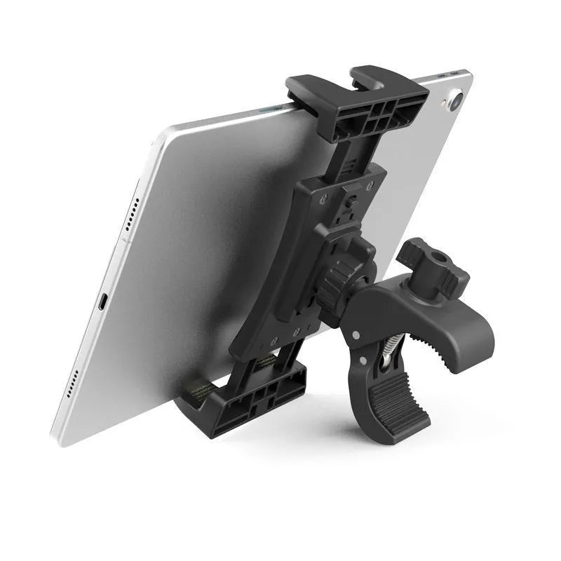 Black bicycle handlebar phone and tablet mounting bracket for cycling navigation