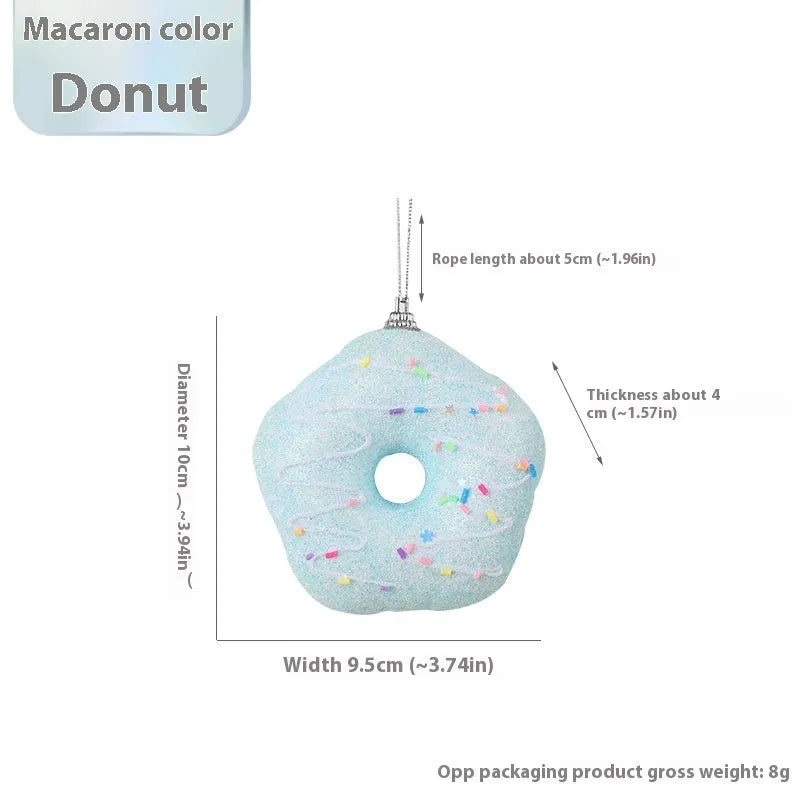 Foam Christmas macaron colour series pendant in ice cream shape, pink colour, hanging on a Christmas tree branch
