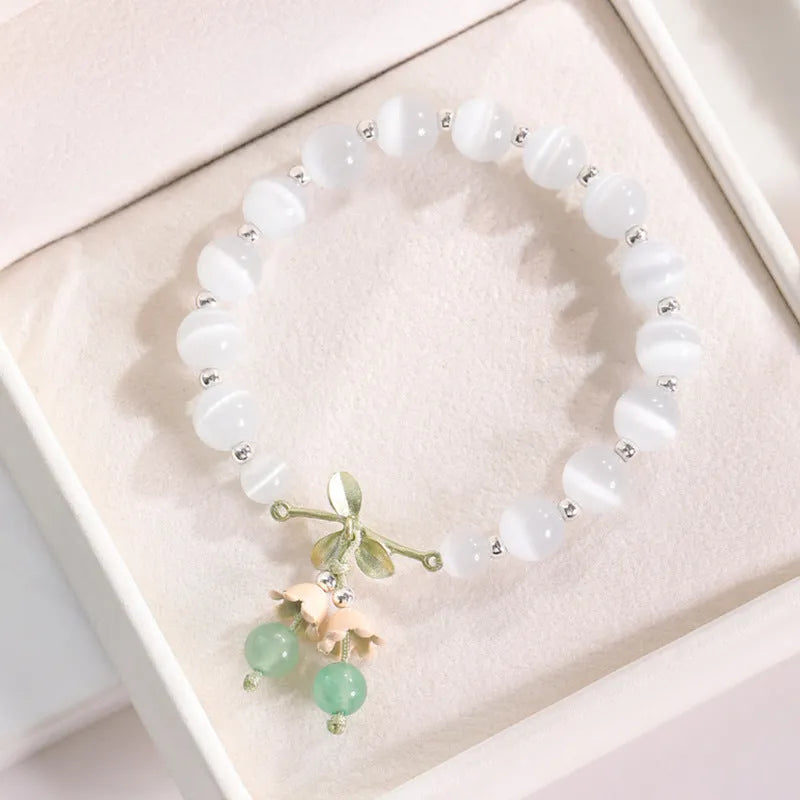 Electroplated opal beaded bracelet for women with diamond-shaped beads in various colours