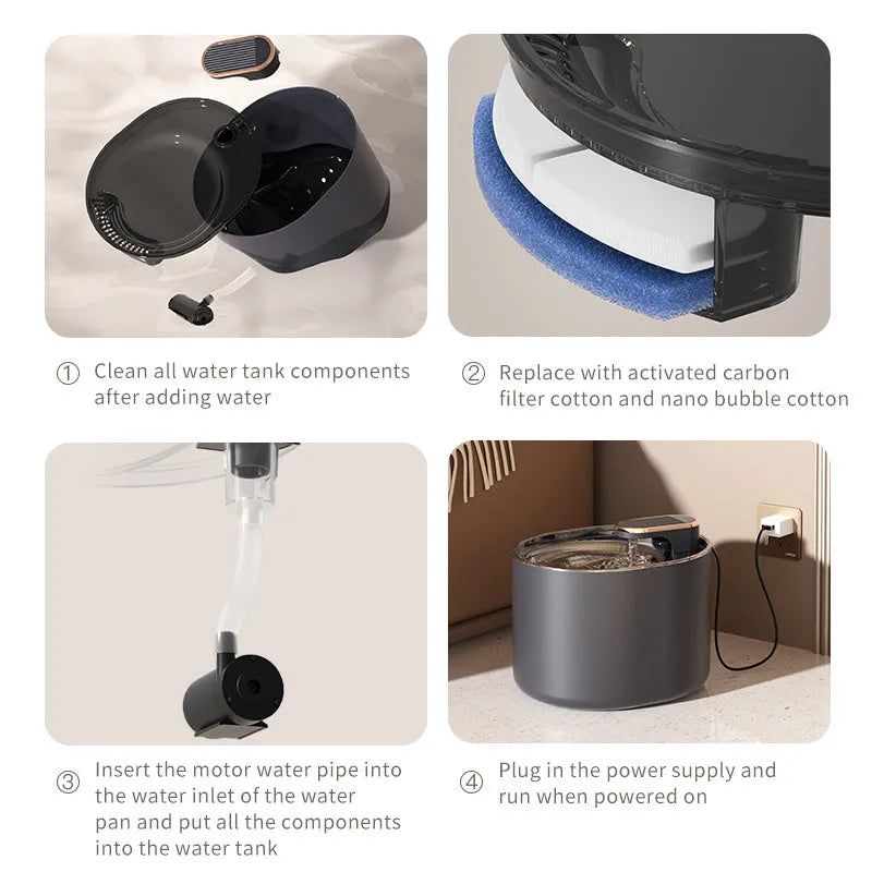 Automatic pet water fountain in Berlin blue or ore white with USB power and detachable filter