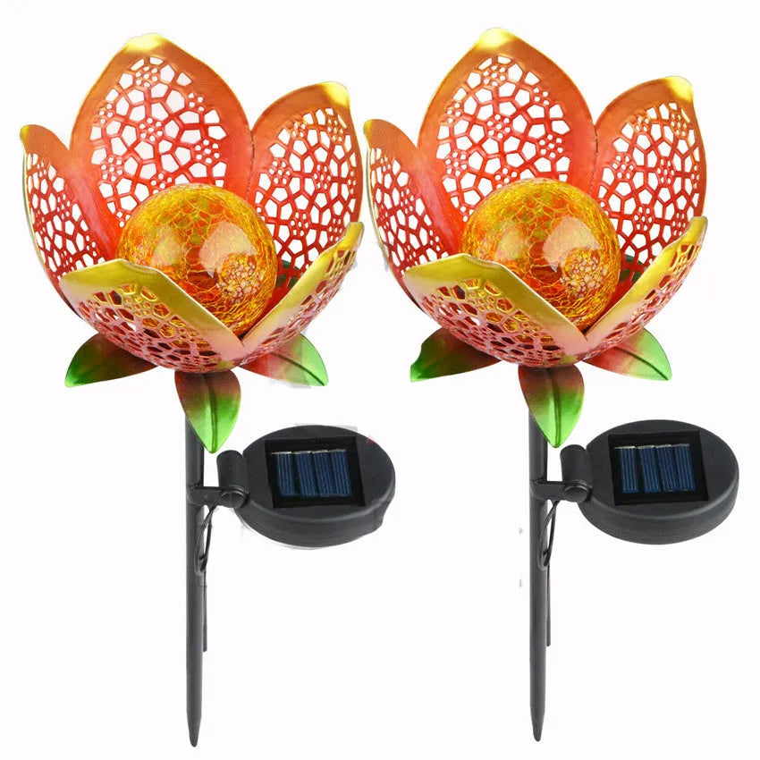 Solar lawn light 450mm tall with warm light LED in garden setting, available in single and twin pack options