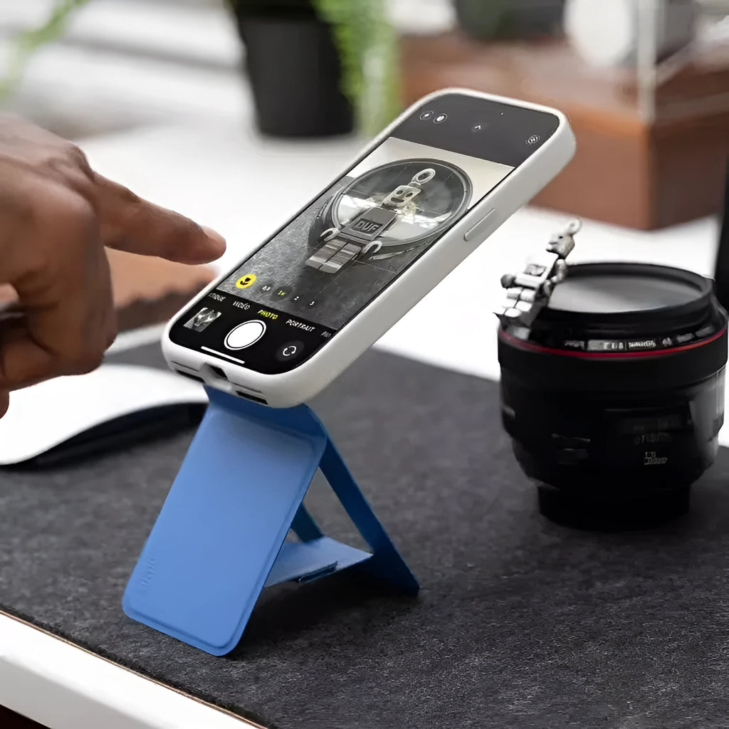 Black magnetic mobile phone holder and case showing front view with dimensions 96.5mm by 63.5mm.