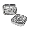 Square stainless steel slow feeding pet bowl in Bone Square and Square Model specifications for dogs and cats