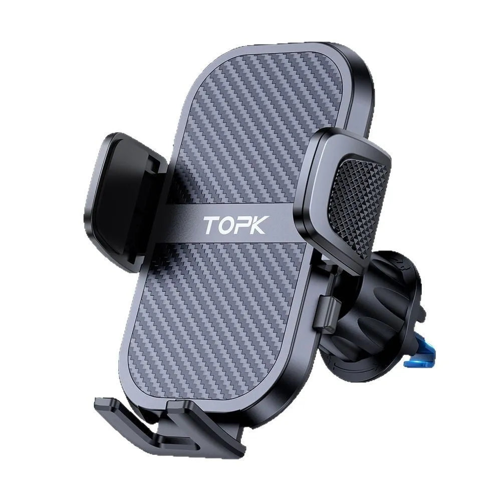 TOPKD46 universal car phone holder with suction cup mount showing multiple bracket styles