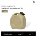 Green collapsible water storage tank showing 13 litre and 18 litre capacity options.