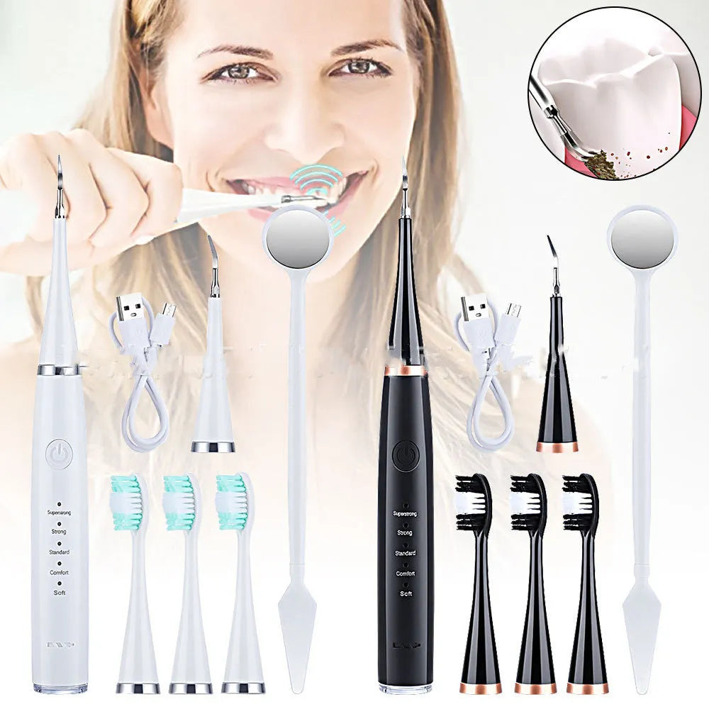 USB electric toothbrush with magnetic suspension motor in black or white, with optional 18mm or 20mm brush heads.