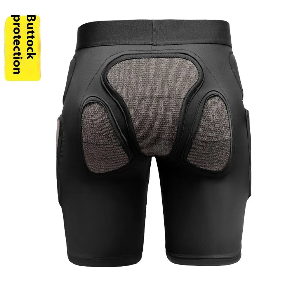 X-ray diffraction ski protective gear set showing one pair of hip pads and one pair of knee pads.