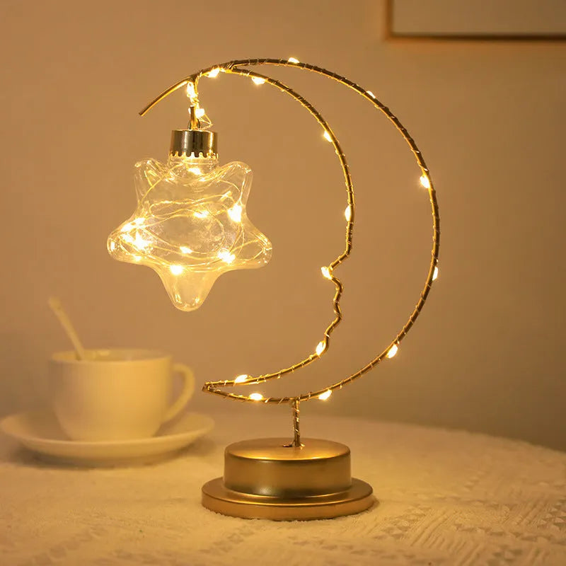 Small night light iron art moon USB decoration warm colour 10cm PC shell IP42