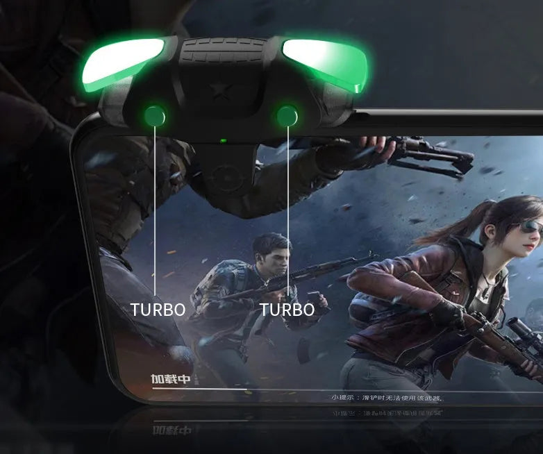 Black F5 Bluetooth mobile game controller for smartphones on a plain background.