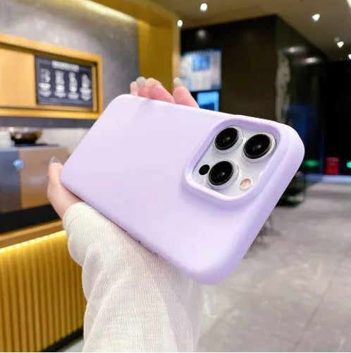 Liquid silicone dopamine phone case in blue colour for Apple iPhone with anti-fall protection
