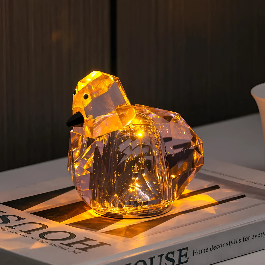 Portable crystal table lamp, 85 x 80mm, built-in battery, third gear dimming, pink purple or transparent