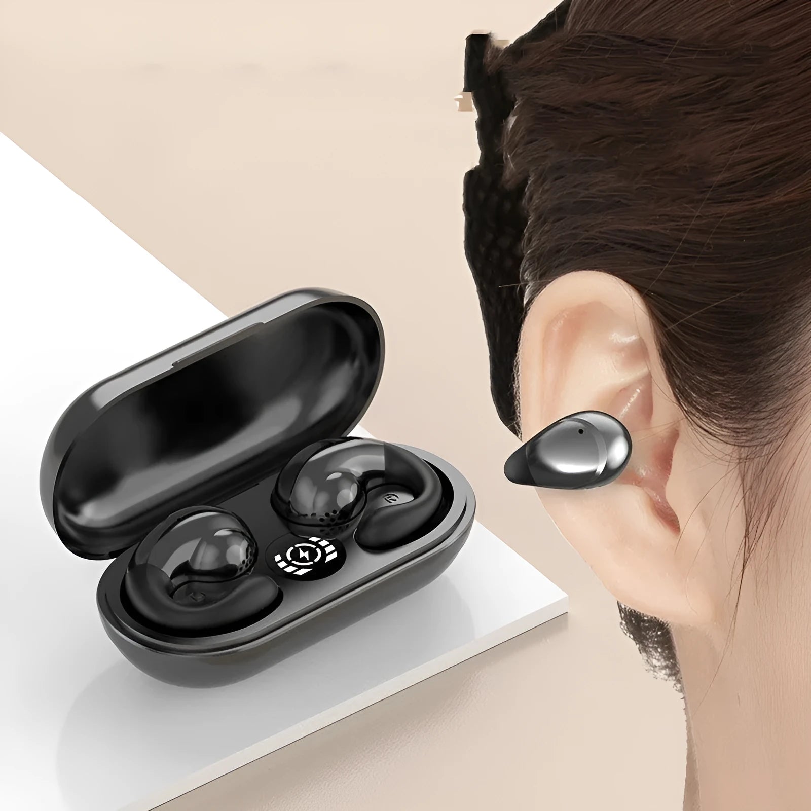 Wireless Bluetooth sports headphones with ear clip design in five colour options