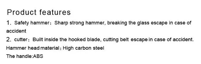 Window breaker safety hammer with ABS body and high carbon steel tip in black