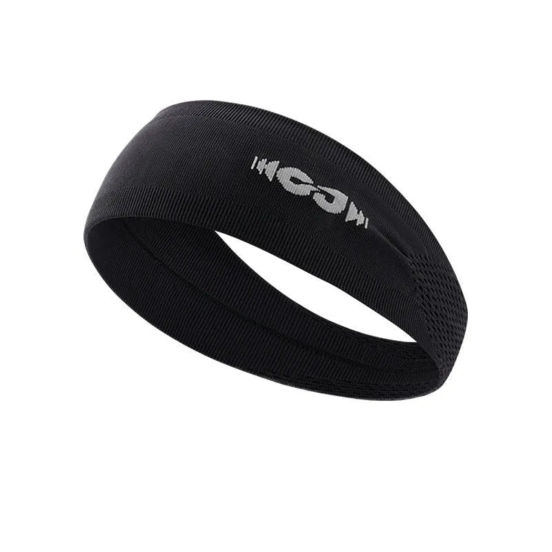 A classic black seamless knitted exercise hair band for men and women, suitable for cycling and running sports.
