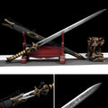 112cm integrated high manganese steel battle sword unsharpened with solid wood leather-covered scabbard
