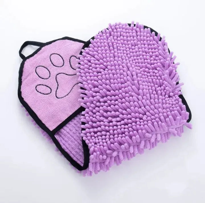 Blue quick-dry fibre dog bath robe towel for drying pets after washing.