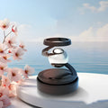 Solar-powered car hanging ornament in Gulong or Ocean colour, 65mm by 81mm.