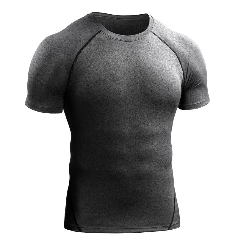 Men's quick drying short sleeve workout T-shirt in chemical fibre blend, sizes M to 4XL, multiple colours