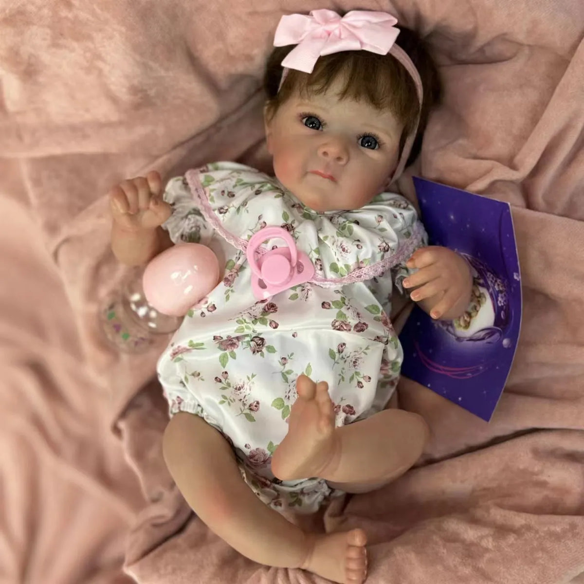 48cm full vinyl simulation reborn doll with hand-planted hair in natural style
