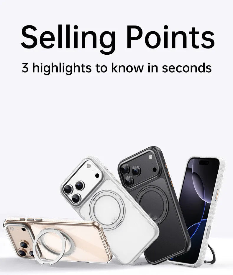 Black PU froster bracket phone case for iPhone 17 with damping sound drop protection