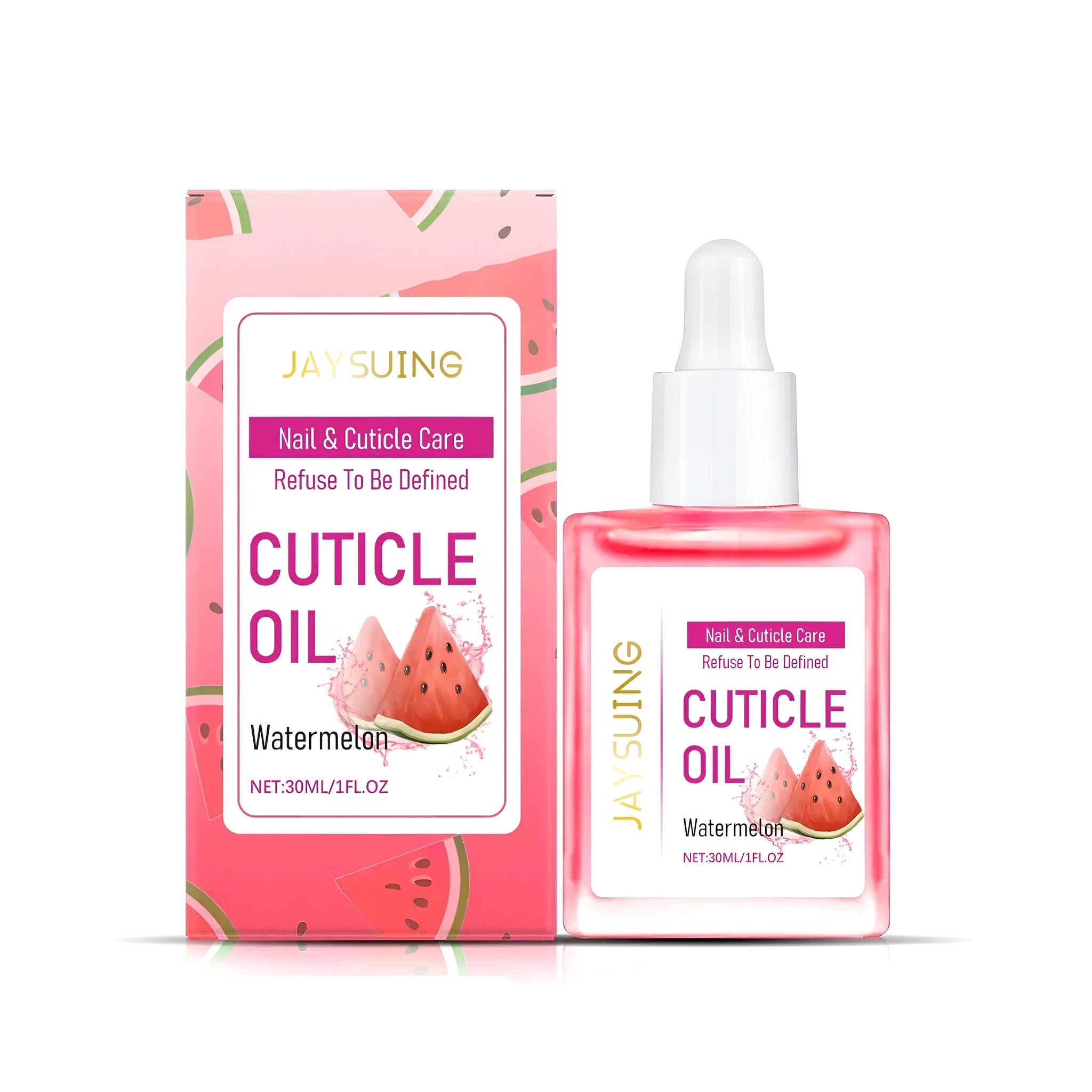 30ml bottle of watermelon nail care oil with vitamin E and jojoba oil
