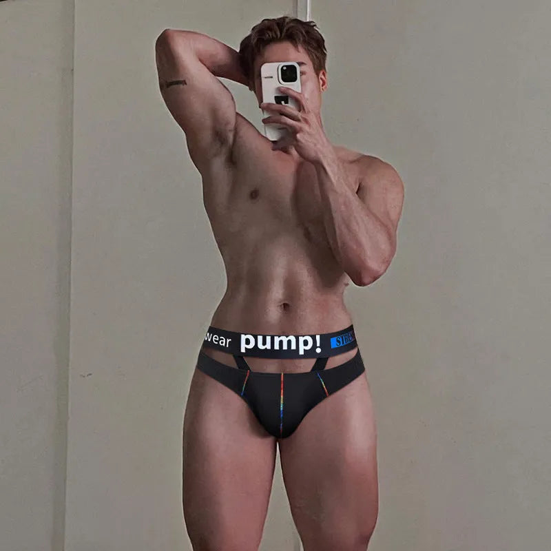 Men's solid colour modal briefs in black on a white background, showing low waist design.