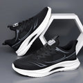 Men's low-top casual shoes in a gray green colour with a woven mesh upper and rubber sole.