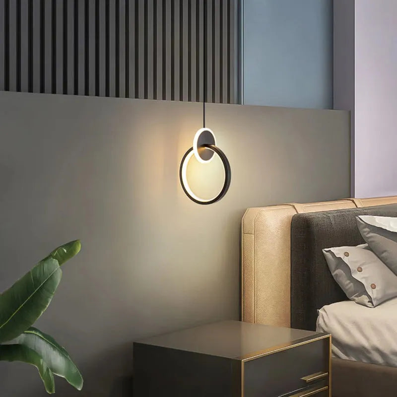 Nordic double ring fish chandelier pendant lamp in black aluminium alloy with LED light source