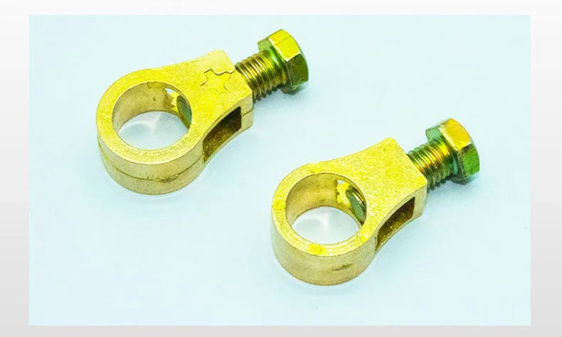 Pure copper battery terminal connector clamp for car and marine batteries.