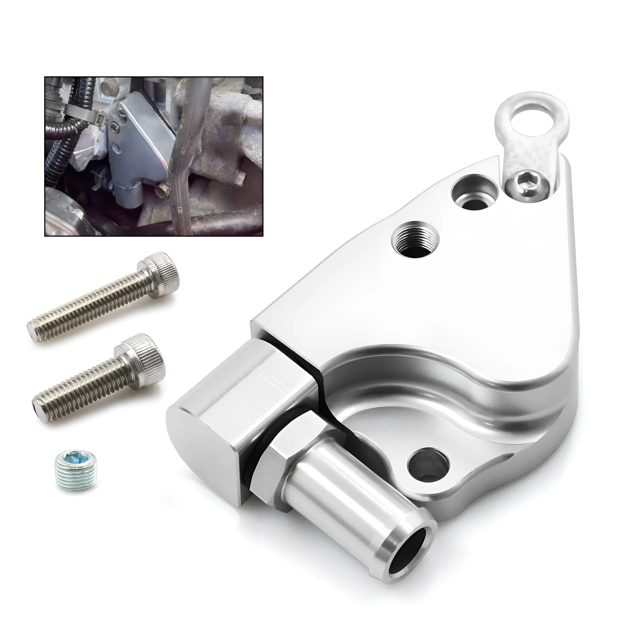 Aluminium alloy intake manifold coolant adapter for Honda K20 K24 engines with brass fittings