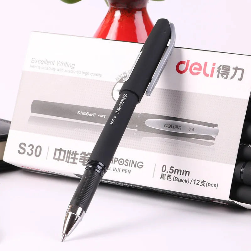 Frosted black carbon pen with 0.5mm tip, model S30, on white background