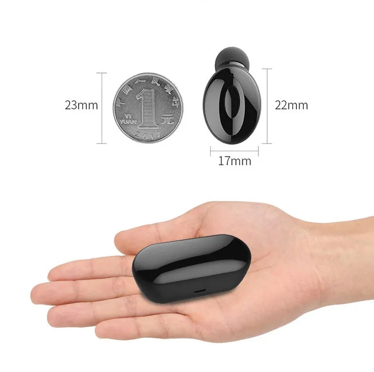 Black Bluetooth earphone with Bluetooth 5.0, 10 metre range, 120 hour standby, and NFC function
