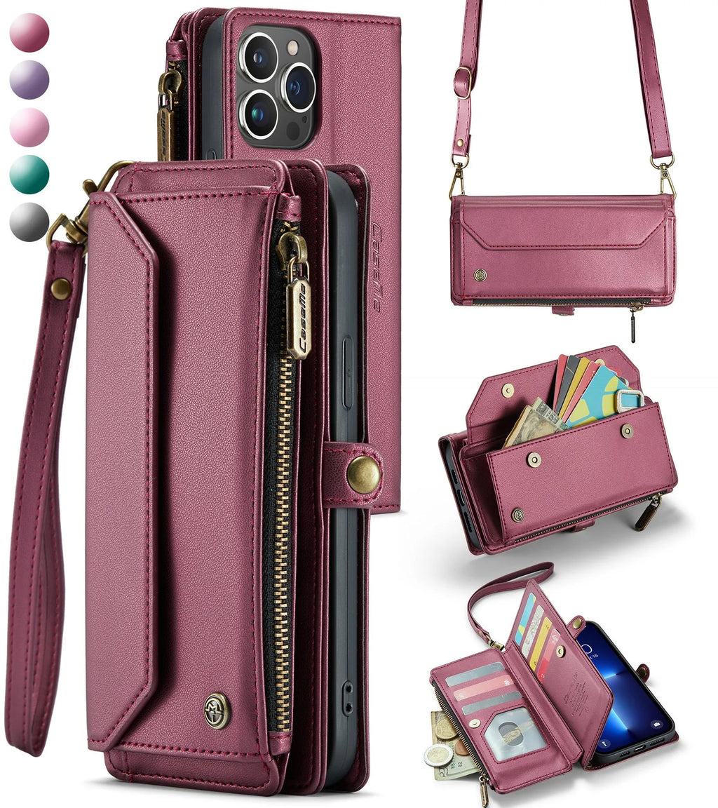 Red TPU wallet phone case for Samsung Galaxy S25 Ultra with card insertion slot