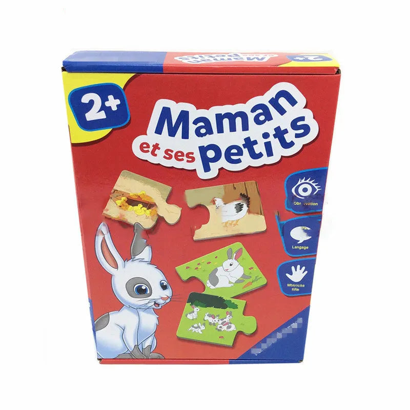 French educational puzzle toy with 24 pattern-word pairs for children aged 2+ on thickened paper